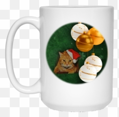 Christmas Gift Orange Tabby Cat In Santa Hat Coffee Mug 11 Oz White Ceramic Cup Png