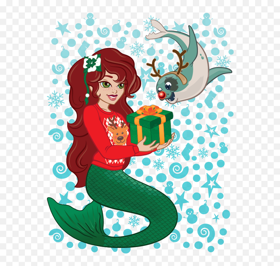 Celtic Green Mermaid Tail Christmas Art - Fin Fun Mermaid Christmas Png,Mermaid Tails Png