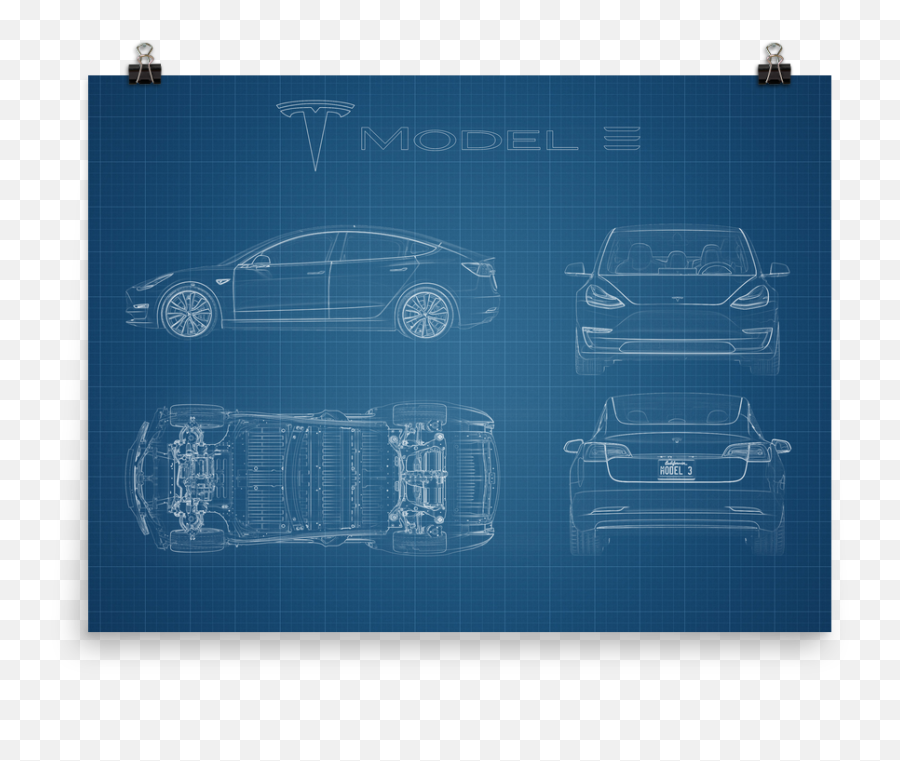 Poster Of The 2018 Tesla Model 3 - Vintage Car Png,Tesla Model 3 Png