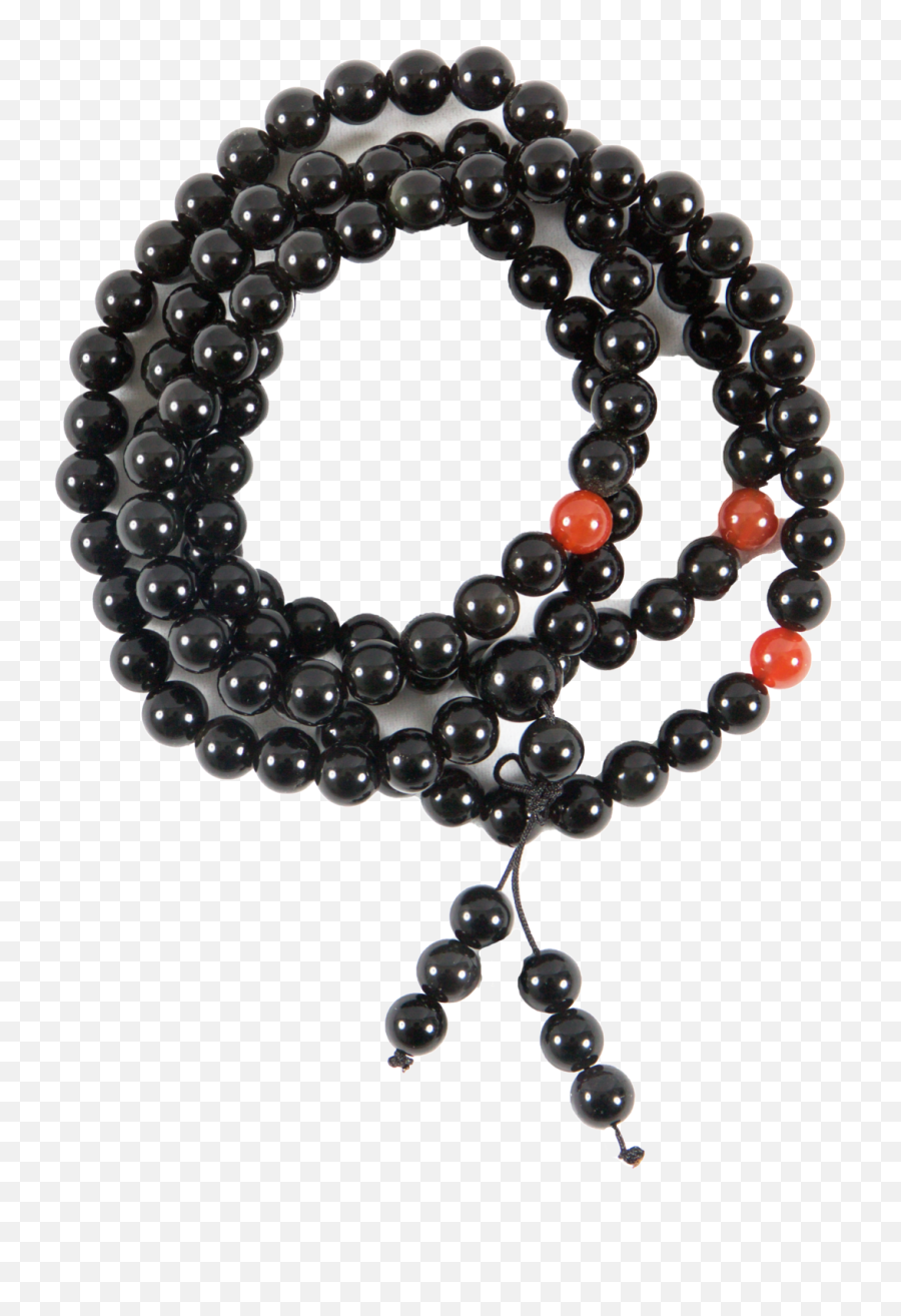 Mala Beads Necklace Obsidian - Bead Png,Mala Png