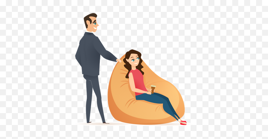 Best Premium Freelance Couple Work By Table In Co - Working Bean Bag Chair Png,Spacewoman Icon