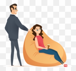 Best Premium Freelance Couple Work By Table In - working Bean Bag Chair png