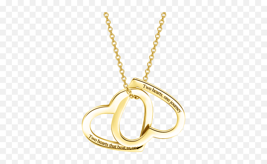 Two Hearts As One - 10k14k Gold Personalized Double Heart Necklace Adjustable 16u201d20u201d 14 C Gold Heart Necklace With Names Png,Two Hearts Icon
