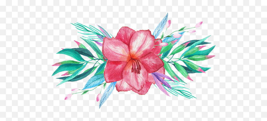 Tropical Watercolor - Tropical Watercolor Flowers Png,Hawaiian Flowers Png