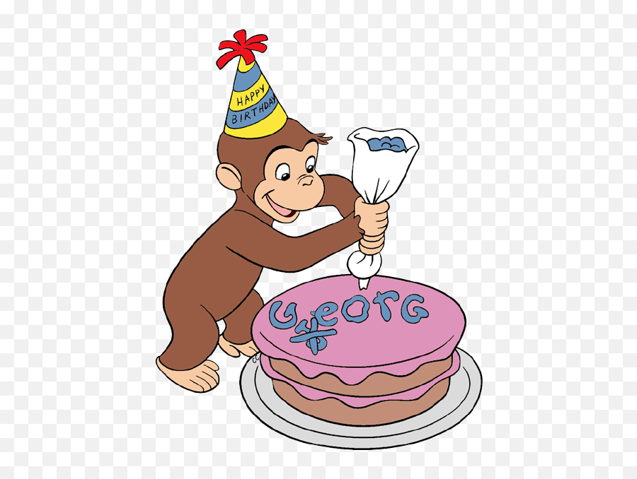 Curious George Clip Art Cartoon - Curious George Cake Png,Party Hat Clipart Transparent Background