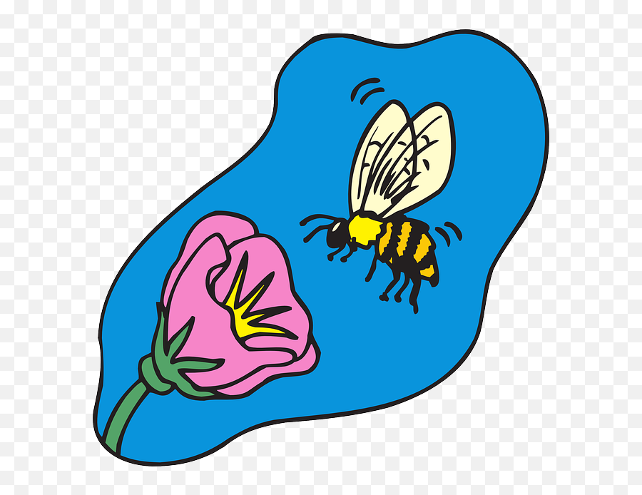 Download Flower Cartoon Bee Flying Plant Insect With - Cartoon Bee At A Flower Png,Cartoon Bee Png