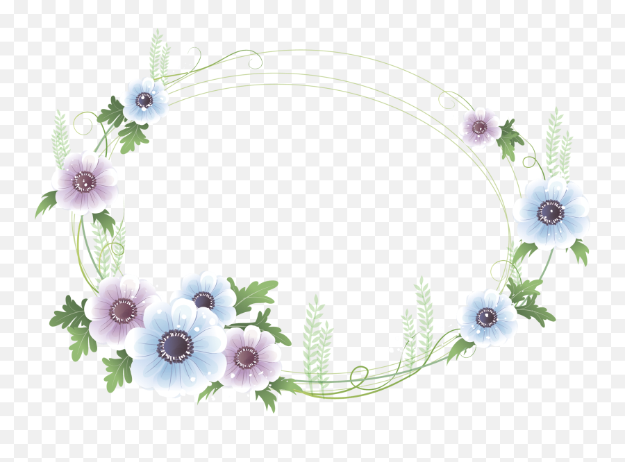 Download Hd Oval Floral Frame - Flower Frame Blue Floral Picture Frames Png Free,Transparent Floral Frame