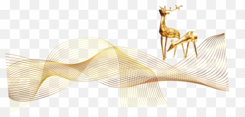 Golden Line Elk Decoration Png - Père Davidu0027s Deer Full Illustration,Deer Png
