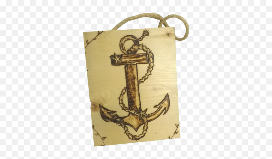 Download Anchor Wood Burned Wall Hanging Plank With Rope - Sabre Png,Hanging Wood Sign Png