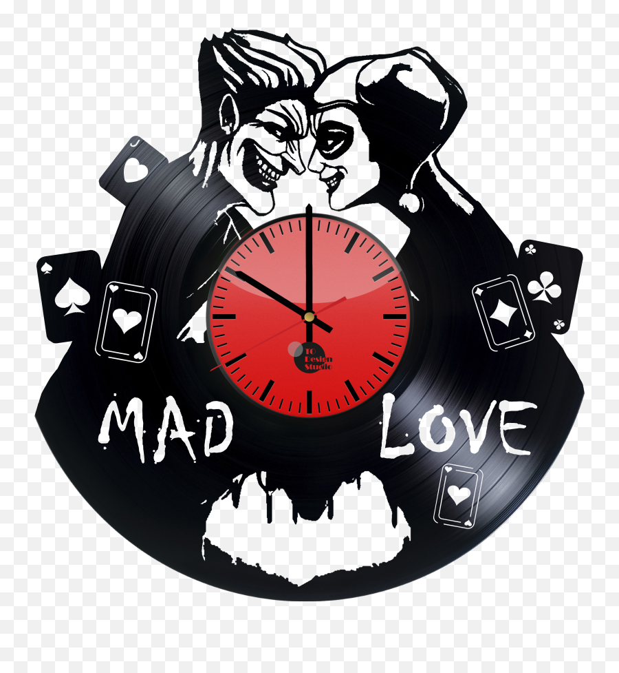 Joker And Harley Quinn Handmade Vinyl Record Wall Clock Png Transparent