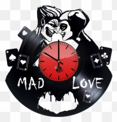 Joker And Harley Quinn Handmade Vinyl Record Wall Clock Png Transparent