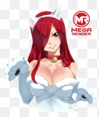 Render Fairy Tail Erza Scarlet Neko Girl 2 Mega - Cartoon Png,Erza Scarlet Png