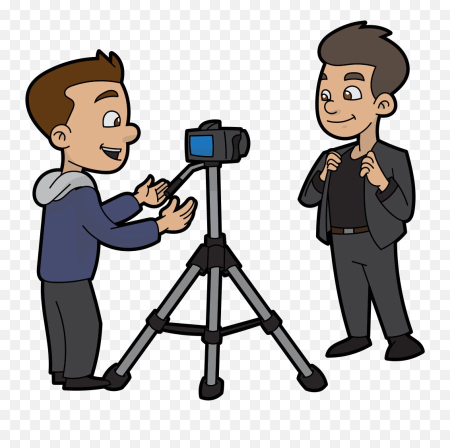 Cartoon Cameraman Directing A Marketing Video - Cartoon Camera Man Clip Art Png,Cartoon Camera Png