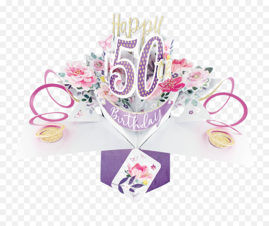 Pop191 - 50th Birthday Card Purple Flowers Png,50th Birthday Png