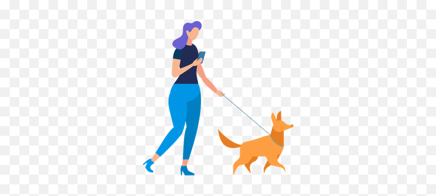 Premium Girl Walking With Dog Illustration Download In Png U0026 Vector Format - Woman Walking With Dog In The Park Clipart,People Walking Dog Png