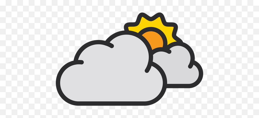 Sun Behind Cloud Icon Of Colored Outline Style - Available Sun Behind Cloud Icon Png,Cloud Icon Transparent