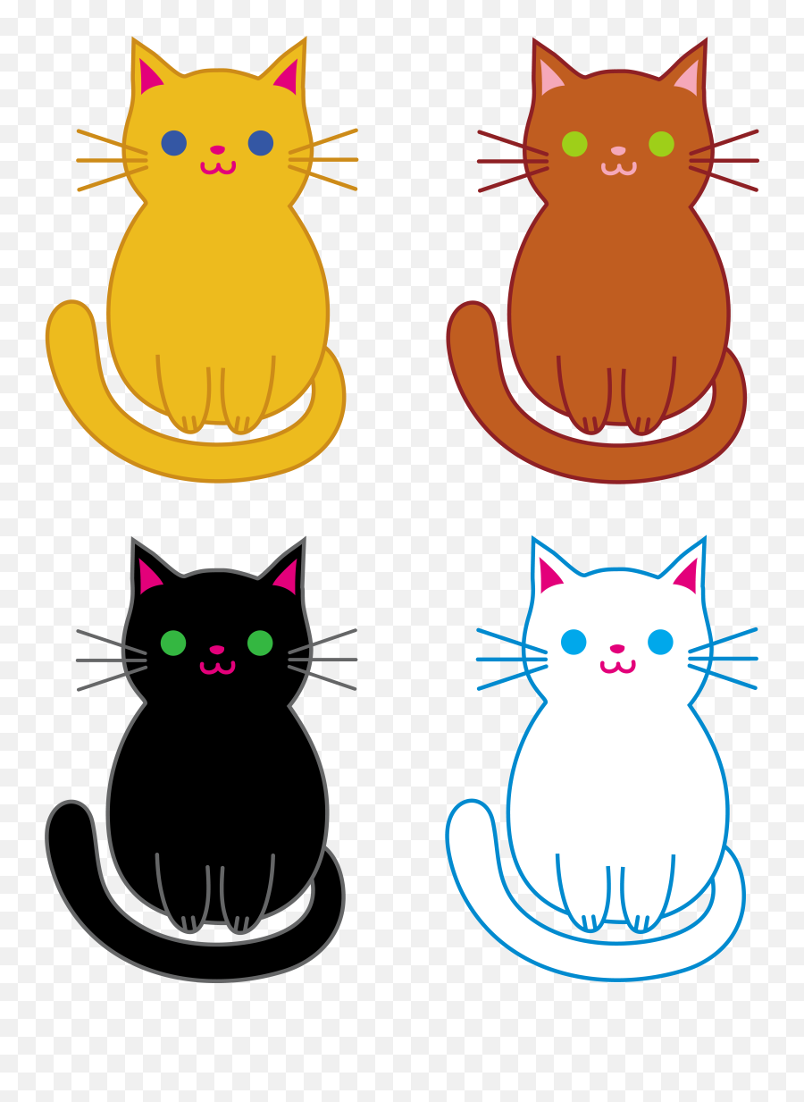 Colorful Cute Cats Clipart Free Image - Cute Baby Cat Clipart Png,Cute Cat Png