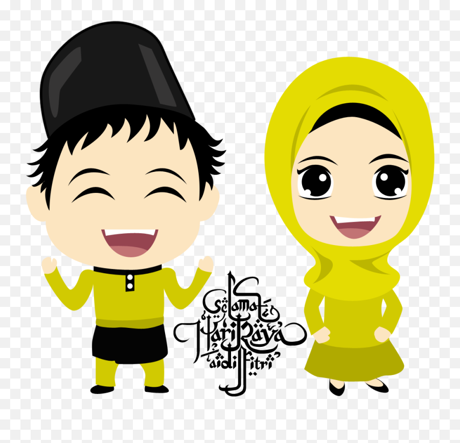 Download Muslim Couple - Hari Raya Eid,Cartoon Png