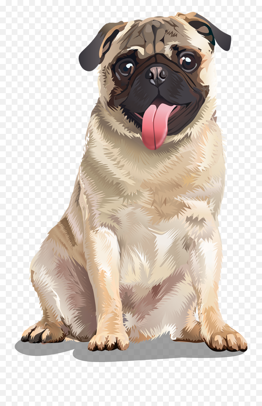 Pug T - Shirt Vibrant Vector Cute Pug Sitting Png,Pug Png