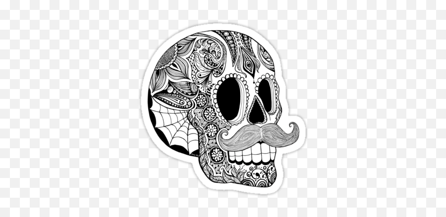 Mustache Sugar Skull White - Sugar Skull Mustache Png,Mexican Mustache Png