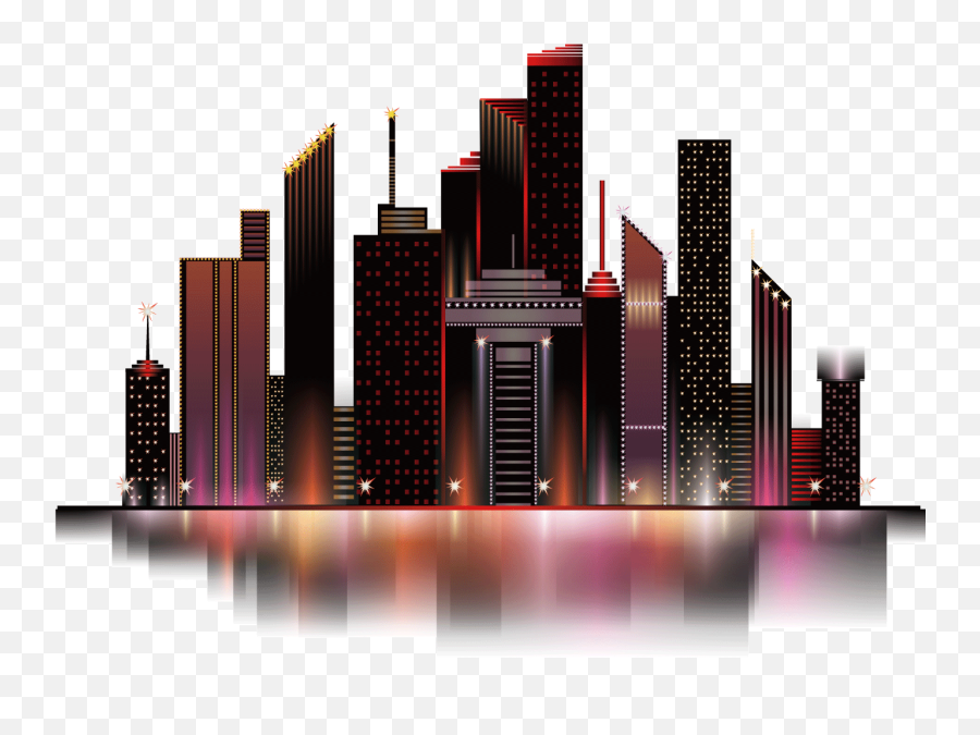 City Silhouette Png - Colorful Building Silhouette Png Transparent,City Silhouette Png