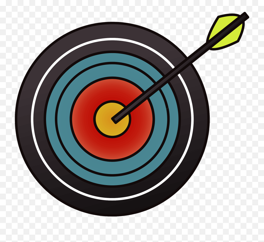 Archery Target With Arrow In The Bullseye Clipart Free - Archery Clip Art Target Png,Archery Arrow Png
