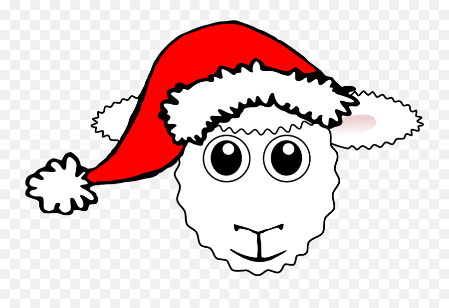 Sheep Face With Santa Hat Clipart Free Download Creazilla - Does A Sheep Say Merry Christmas Png,Santa Hat Clipart Png