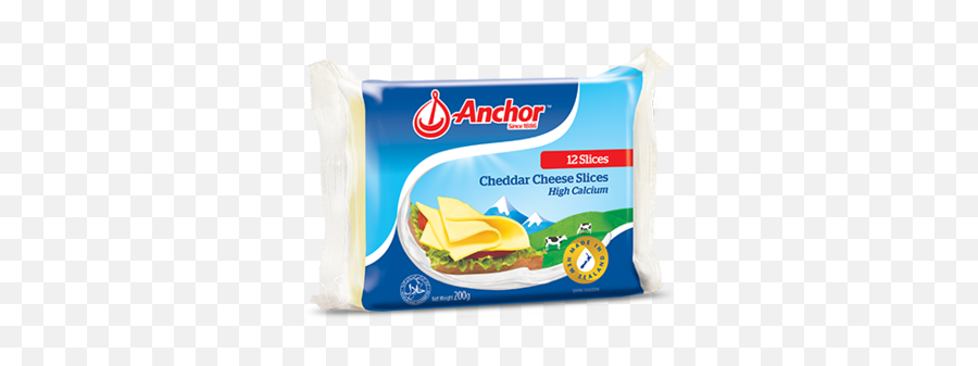 Anchor Cheddar Cheese Slices 200g - Anchor Cheddar Cheese Slice Png,Shredded Cheese Png