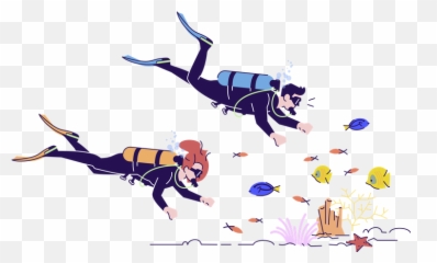 Scuba Diving Icon - Download Colored Outline Style Couple Vector png