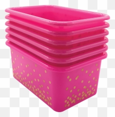 Pink Confetti Small Plastic Storage - Bins png
