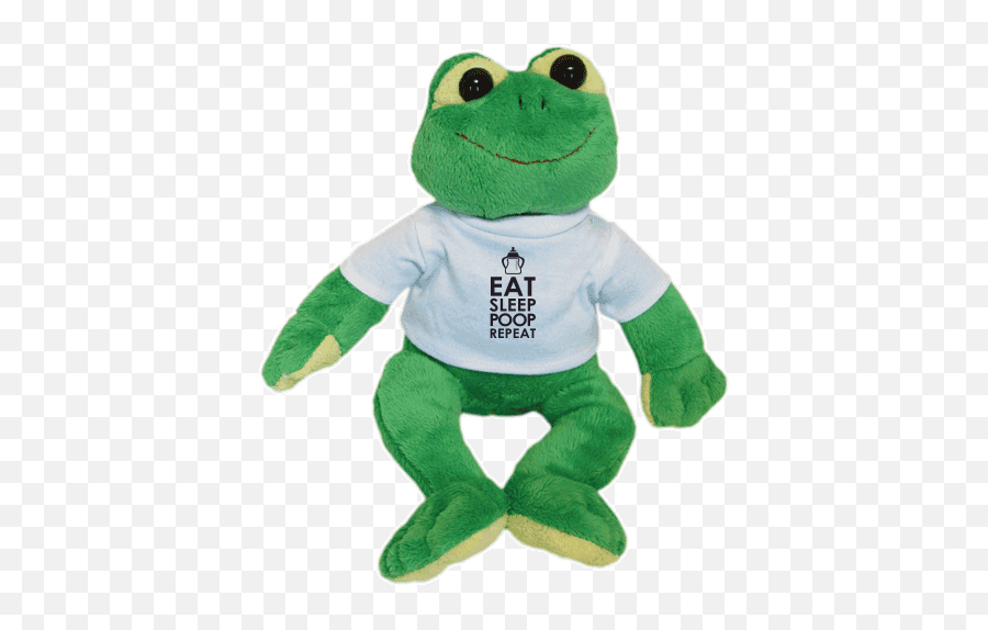Plush Frog Freddie With Printing Eat Sleep Poop - Stuffed Toy Png,Crazy Frog Png
