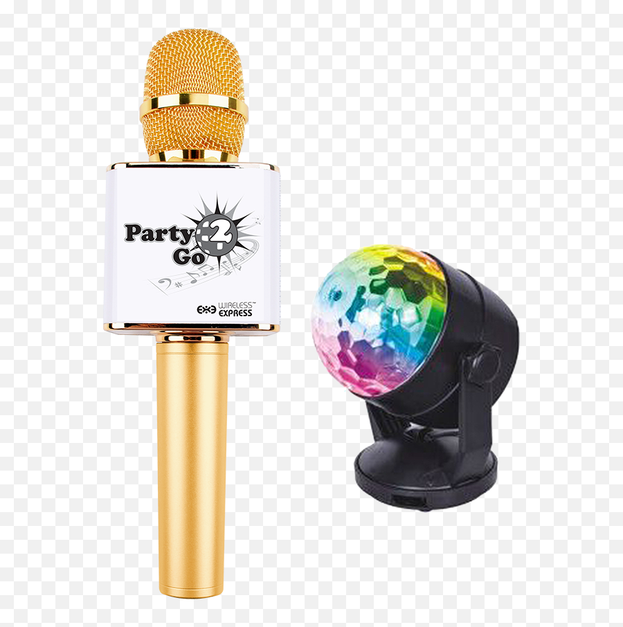 Download Hd Party2go Gold - Party2go Bluetooth Karaoke Party2go Bluetooth Karaoke Microphone And Disco Ball Set Png,Gold Microphone Png