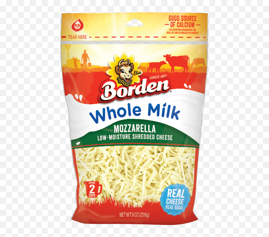 Whole - Milk Mozzarella Shreds Borden Cheese Borden Shredded Mild Cheddar Png,Shredded Cheese Png