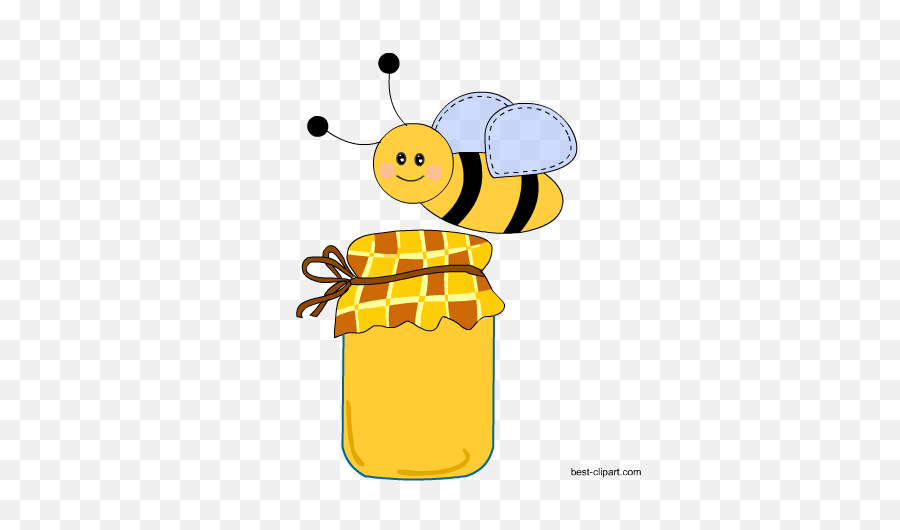 Free Bee With Honey Jar Clipart - Clip Art Png,Honey Jar Png