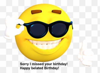 1000 Happy Belated Birthday Emoji 2022 Funny Wishes Images - Cool png