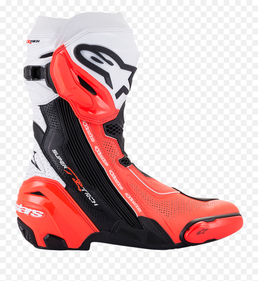 Alpinestars Supertech R Vented Boots - Blackorangewhite 2021 Alpinestars Supertech R Boots Png,Icon 1000 Elsinore Motorcycle Boots