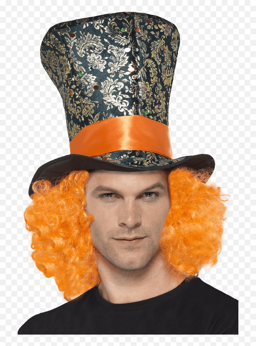 Orange Mad Hatter Hair U0026 Hat - Tea Party Hats For Men Png,Mad Hatter Hat Png