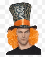 Orange Mad Hatter Hair U0026 Hat - Tea Party Hats For Men Png,Mad Hatter Hat Png
