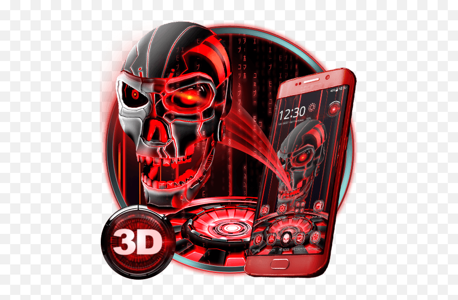 Neon Tech Blood Skull 3d Theme Apk 1 - Tema Tengkorak Keren Untuk Android Png,3d Skull Png