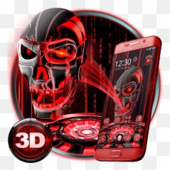 Neon Tech Blood Skull 3d Theme Apk 1 - Tema Tengkorak Keren Untuk Android Png,3d Skull Png