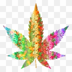 Psychedelic Marijuana Leaf - Trippy Weed Png
