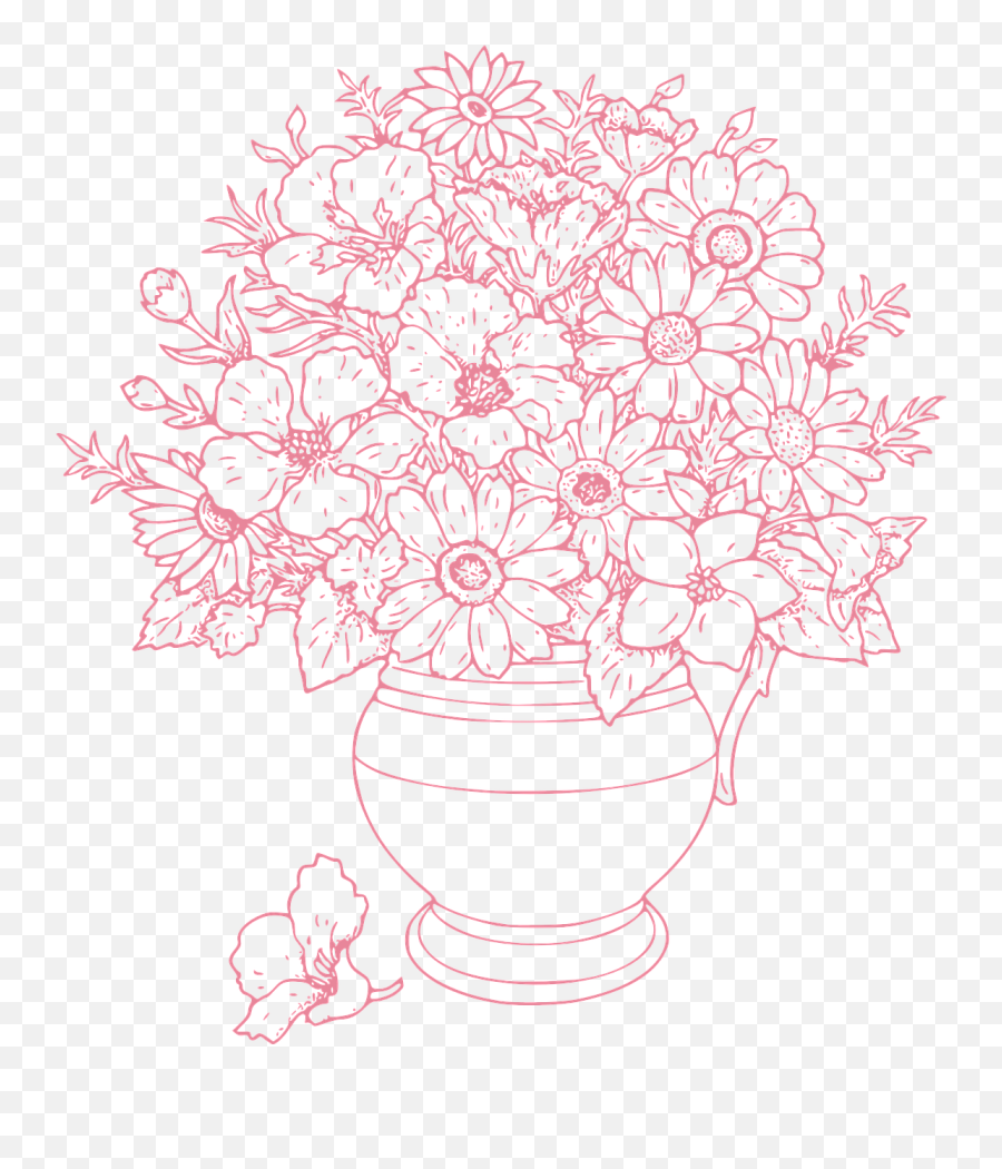 Download Flowersvaseflower Vector Graphicsfree - Bunch Of Flowers Coloring Pages Png,Flower Outline Png