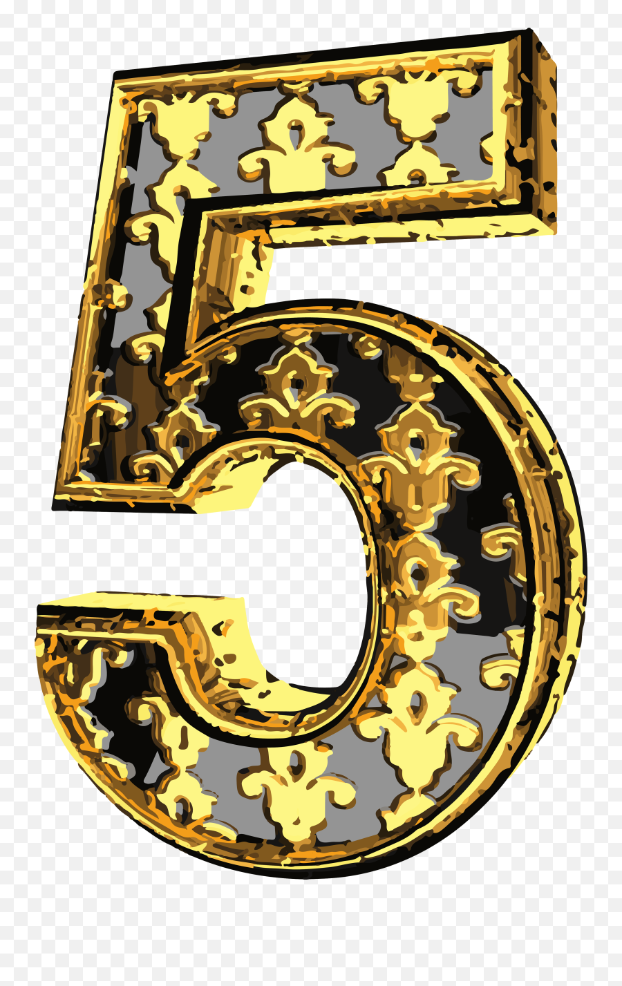 Number Five Png Clip Art Image - Gold Decorative Numbers Png,Numbers Png