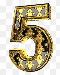 Number Five Png Clip Art Image - Gold Decorative Numbers