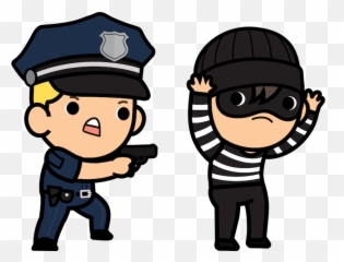 Burglar Cartoon With Cop Transparent - Police With Robbers Clipart Png,Cop Png