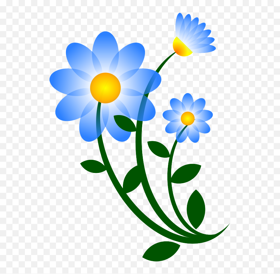 Blue Floral Clip Art Children Watercolor Flower - Flower Clip Art Png,Blue Flowers Transparent