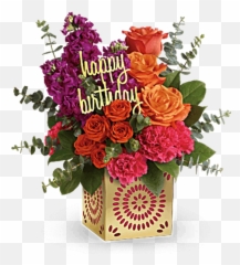 Orange Roses Fuchsia Stock And Pink - Bouquet Of Flowers For Birthday png