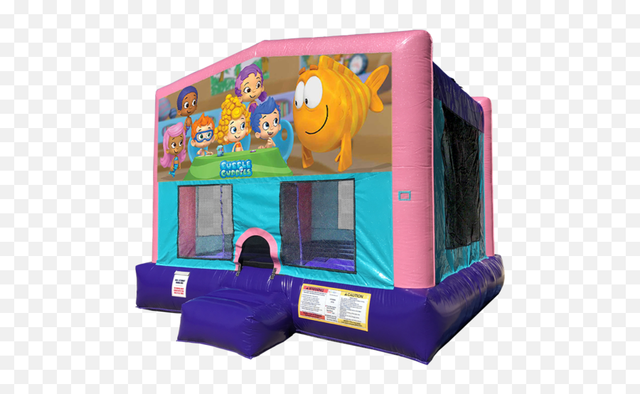 Bubble Guppies Sparkly Pink Bounce House Rental Austin Tx - Peppa Pig Bounce House Png,Bubble Guppies Png