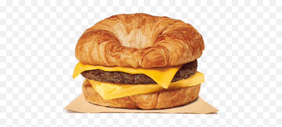 Sausage Egg U0026 Cheese Croissanu0027wich Burger King - Burger King Breakfast Coupons Png,Burger King Crown Png