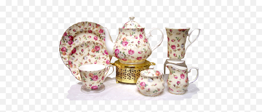 Download Free Png Heirloom Antique Rose Bone China Tea Set - Tea Pot Set Png,Tea Pot Png